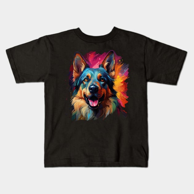 German Shepherd Rainbow Kids T-Shirt by JH Mart